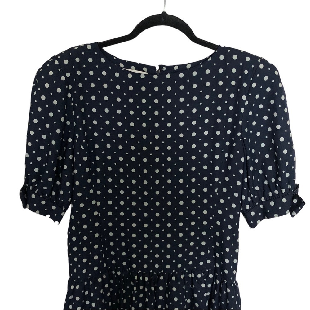 Vintage 1980s Albert Nipon silk polka dot peplum dress - Picture 2 of 5